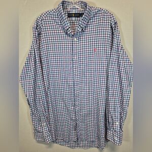 Ralph Lauren Men’s Large Blue Pink Plaid Button Down Shirt